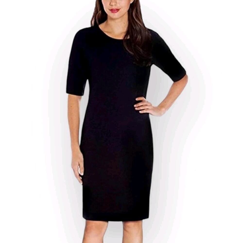 Mario Serrani Black Ribbed Dress Extra Small